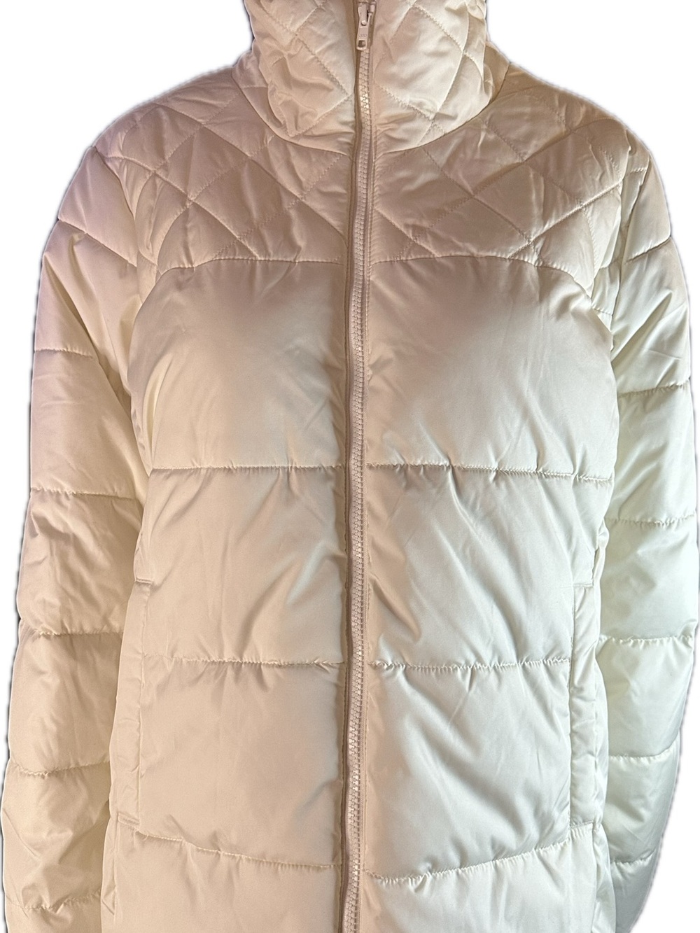 Women's Old Navy Cream Quilted Puffer Jacket - Warmth
